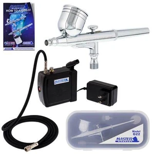 Master Gravity Airbrush Set & 16B Air Compressor Kit Dual-Action Hobby Cake Art - Picture 1 of 5