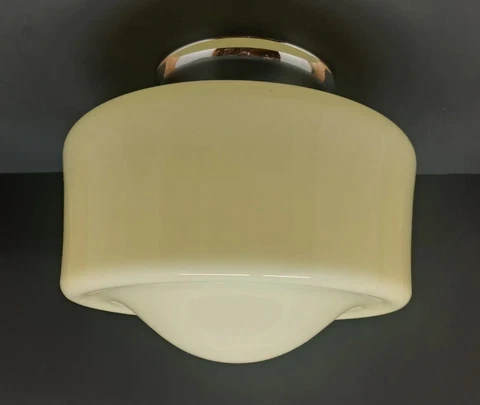Antique Macbeth Cremax Custard Uranium Glass Schoolhouse Flush Mount Light Cover