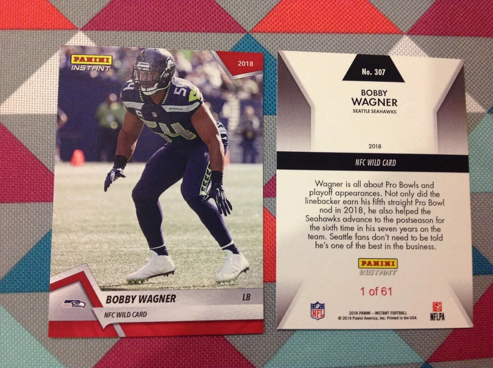 Bobby Wagner #307 Seahawks Red Ver Playoffs 2018 Panini Instant NFC WILD CARD - Image 1 of 1