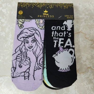 Disney PRINCESA Mujer Corte Bajo Calcetines 10 Pares Zapato Talla 4-10 Nuevo Ariel Belle Foto 1 de 4