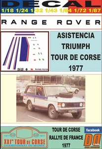 DECAL RANGE ROVER 3,5 V8 ASISTENCIA TRIUMPH TOUR DE CORSE 1977 (04) - Foto 1 di 1
