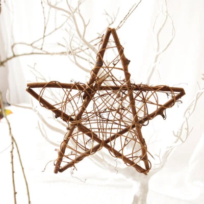 10x Wood Coffee White Rattan Ball Stars DIY Home Ornament Wedding Supplies - Image 1 of 4