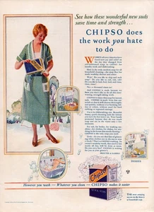 Chipso Laundry Dish Soap Wash Tub Sink 1925 Priscilla Print Ad Procter & Gamble - Picture 1 of 2