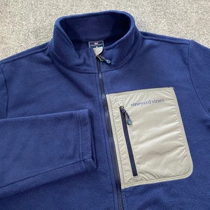 Chaqueta polar Vineyard Vines cremallera completa para hombre mediana M azul marino gris ballena informal - Imagen 1 de 21