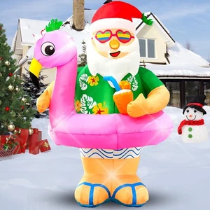 Christmas Inflatable Santa Claus Outdoor Decorations 6ft Giant Blow Up Hawaii... - Picture 1 of 6
