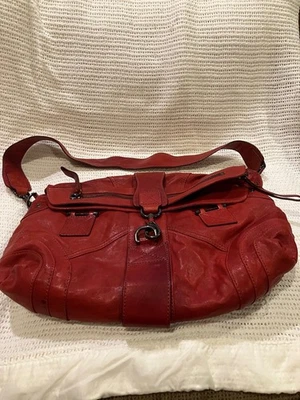 Andrew Marc Handbag - Soft Red Leather Hobo Bag - Image 1 of 4