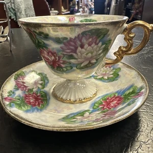 UCAGCO Japan July Seerose Teetasse und Untertasse Lustreware irisierend - Bild 1 von 7