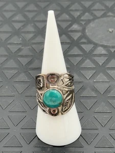 Anello vintage in argento sterling 925 turchese fascia per sigari misura 7 - Foto 1 di 6