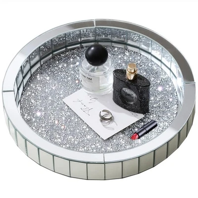 12” Rotating Perfume Organizer Tray,Mirror Glass Vanity Tray for Bedroom Dres... - Image 1 of 4