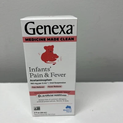 Genexa Clean Acetaminophen, Infants' Pain & Fever 2 Fl Oz Organic Blueberry - Image 1 of 4