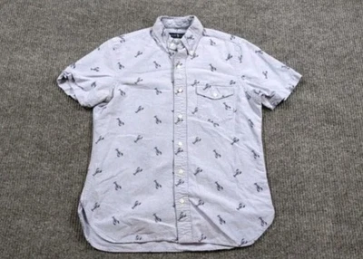 Camisa Ralph Lauren Para Hombres Pequeña Azul Langosta AOP Algodón Manga Corta Preppy Foto 1 de 4
