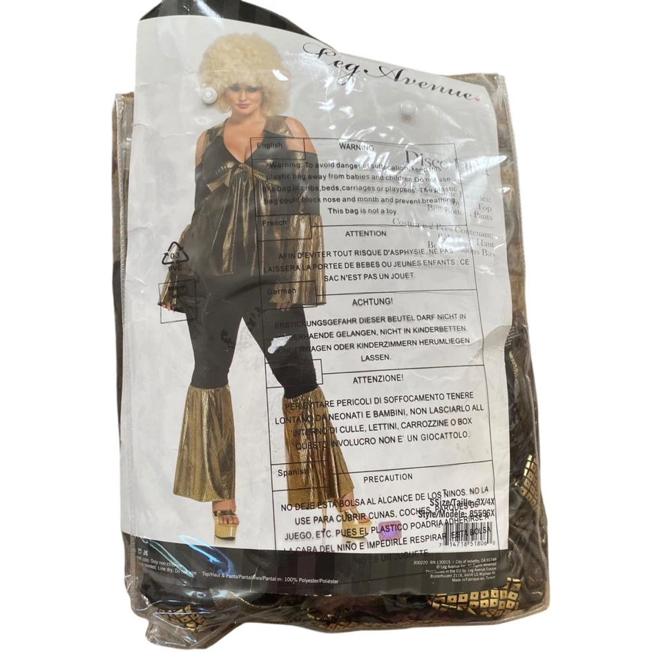 Fantasia de Halloween Leg Avenue discoteca ouro preto fundo de sino feminina plus 3X/4X - Imagem 1 de 4