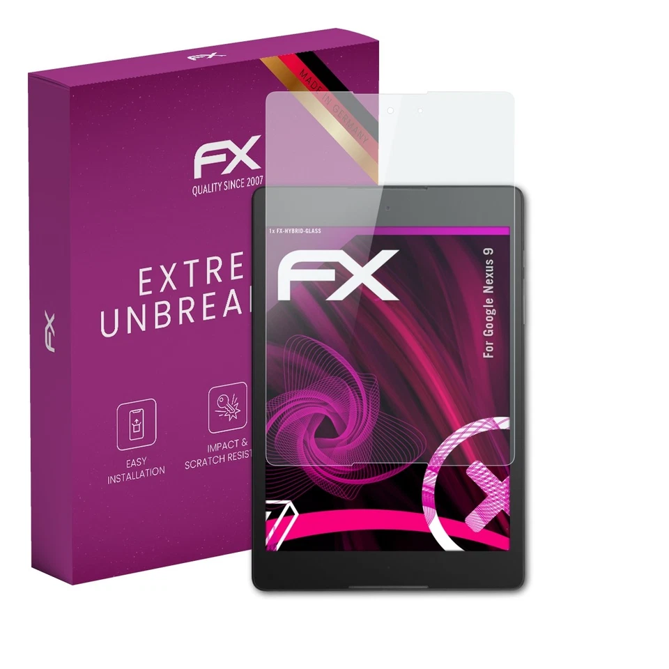 atFoliX Glass Protective Film for Google Nexus 9 Glass Protector 9H Hybrid-Glass - Image 1 of 4