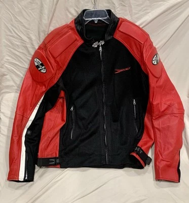 VTG 2003 Joe Rocket Leather Mesh Turbulent Motorcycle Jacket Armor Padded 3XL Foto 1 de 4