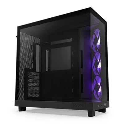 NZXT H6 Flow RGB, Black, Compact Dual-Chamber Chassis w/ Tempered Glass, 3x 120m - Image 1 of 4