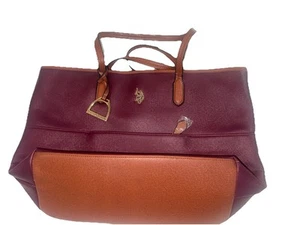 U.S. POLO ASSN. HANDTASCHE BEUTELTASCHE weinrot und braune Tasche. - Bild 1 von 11