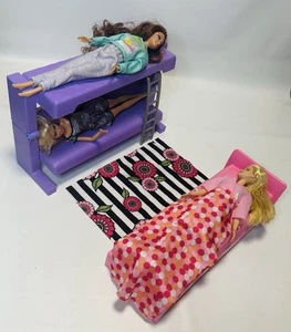 Barbie Dream House 2018 Replacement Furniture Purple Bunk Bed Couch & Pink Bed - Picture 1 of 19