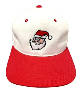 Vintage Santa Claus Snapback Hat Red White Embroidered Christmas Holiday Cap - Picture 1 of 8
