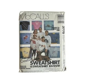 McCall's Vintage Pattern 3775, Sweatshirt Applique Designs Misses’ & Mens UNCUT - Picture 1 of 4