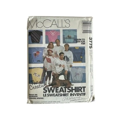 McCall's Vintage Pattern 3775, Sweatshirt Applique Designs Misses’ & Mens UNCUT - Image 1 of 4
