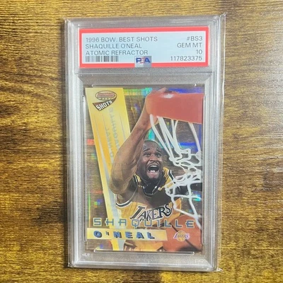 1996-97 Bowman's Best Shots SHAQUILLE O'NEAL Atomic Refractor #BS3 Lakers PSA 10 - Image 1 of 3