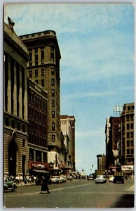 Cartolina d'epoca Hartford Connecticut CT Main Street vista città centro anni '50 - Foto 1 di 2