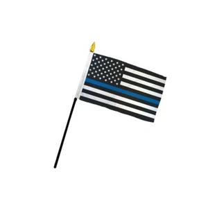 1 Dutzend dünne blaue Linie 4 x 6 Zoll Stock Flagge Blue Lives Matter Unterstützung Polizei - Bild 1 von 1