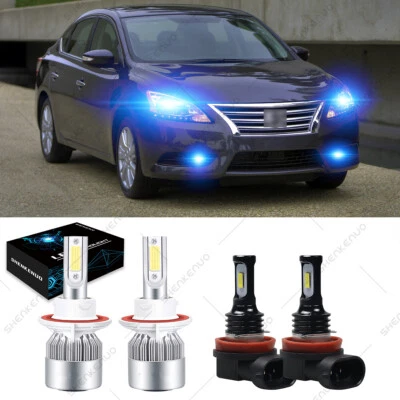 For Nissan Sentra 2004-2012 8000K Blue LED Headlight Hi/Lo + Fog Light Bulbs 4pc - Image 1 of 4