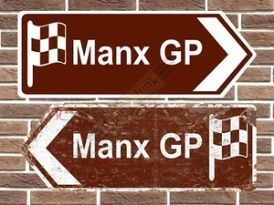 Letrero de carretera de metal Manx GP para motocicletas carreras de carretera retro para garaje hombre cueva - Imagen 1 de 2