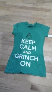 CAMISETA MUJER DR SEUSS GRINCH VERDE MANTÉN LA CALMA Y GRINCH ON S M NUEVA CON ETIQUETAS - Imagen 1 de 1