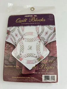 Dimensions Patchwork Keepsake #73115 2 Sets/6 Quilt Blocks Stamped Cross Stitch - Picture 1 of 6