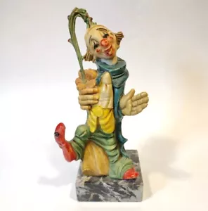Clown Figurine Marble Base Squirt Flower 6" Vintage Italy - Picture 1 of 10