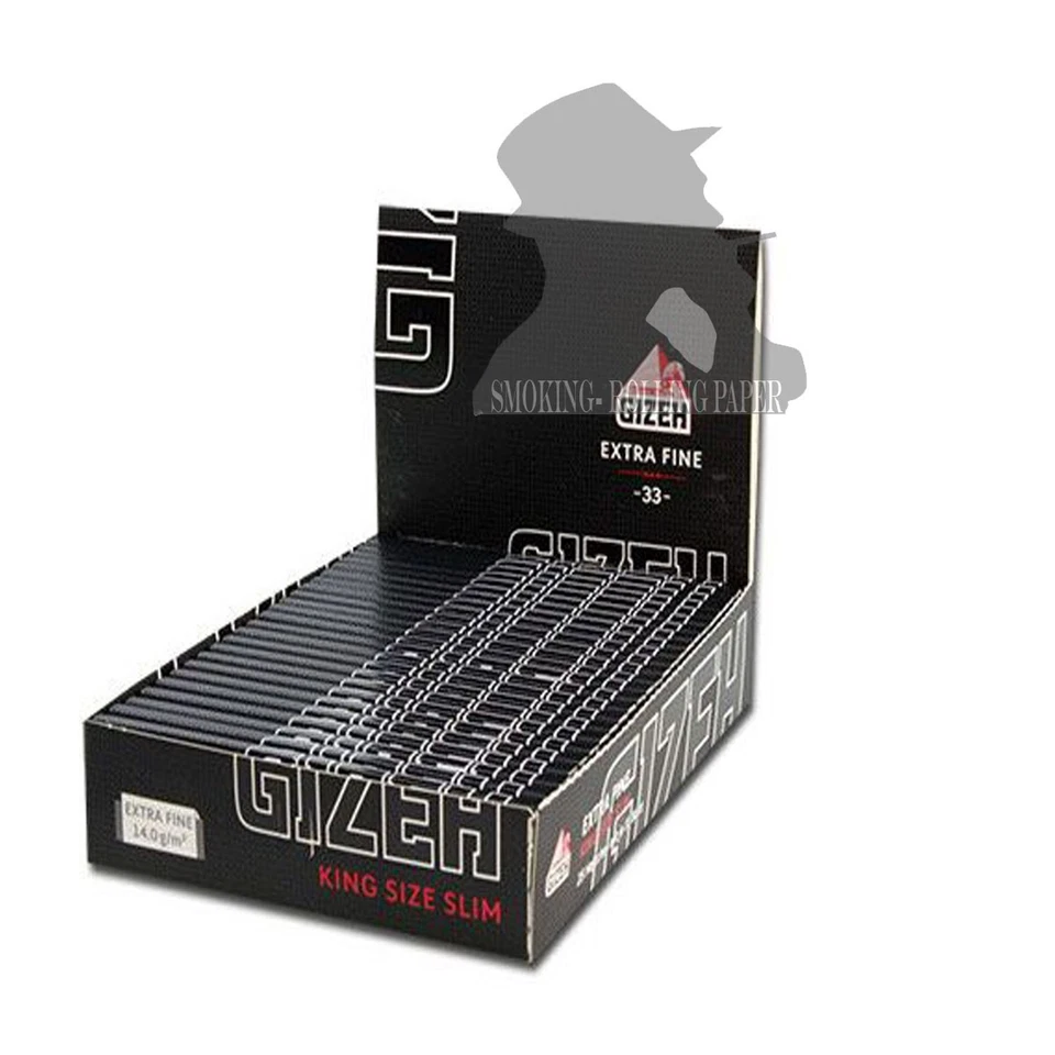 Cartine Gizeh Nero Extra Fine Black King Size slim Magneti Scatola Da 25 Librett