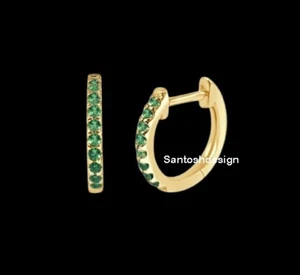 Beautiful Designer Emerald 925 Sterling Silver Huggie Earring Jewelry,Gift - Picture 1 of 2