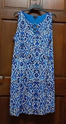 Платье-качели Tacera синее и белое без рукавов трапециевидное женское размер XL - Изображение 1 из 3