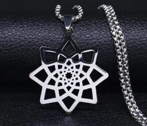 Ciondolo Pendaglio Collana Amuleto Spirale Fiore Geometria Sacra Moda Unisex  - Foto 1 di 5