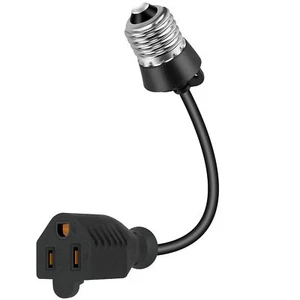 Light Socket to Plug Adapter 8.46 Inch Light Bulb E26/E27 Outlet Socket to 3 ... - Picture 1 of 6