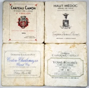 Raro set 4 sottobicchieri vino rosso bordeaux arte e pietra marmo made in USA - Foto 1 di 24