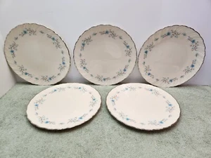 Lenox Chanson Dinner Plates 10 1/4" Blue Flowers With Silver Trim Set of 5 - Picture 1 of 9