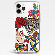 VINTAGE TATTOO Roses Anchors Tiger Phone Case for Iphone 13 14 15 11 12 ProMax
