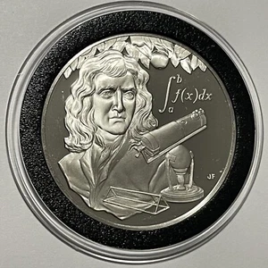 1976 Isaac Newton PP Sterling Münze 92,5% Silber selten Sammlerstück runde Medaille - Bild 1 von 16