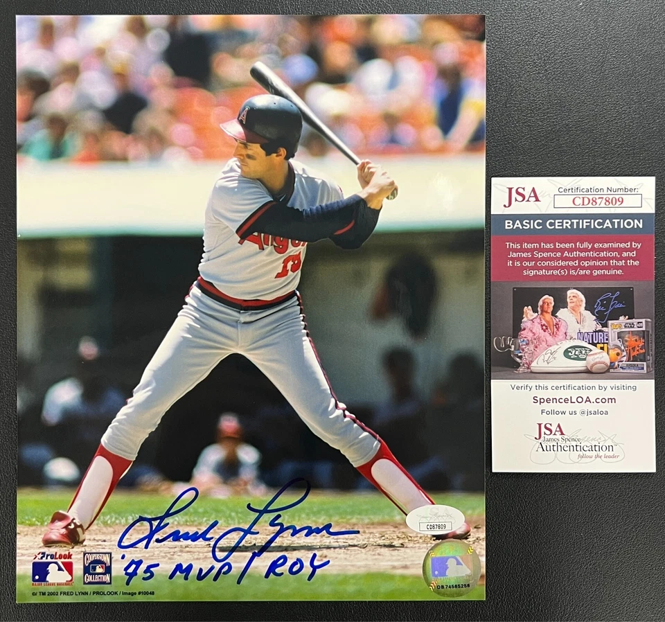Цветная фотография с автографом Фреда Линна 8x10 JSA AUTO 1975 MVP/ROY California Angels MLB! - Изображение 1 из 4