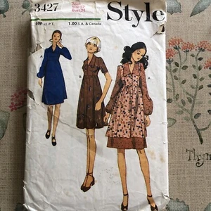 Style Vintage 3427 Dress Dressmaking pattern Size 12 Used Torn Envelope - Picture 1 of 2