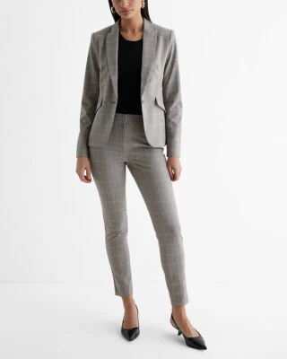 NUEVO PANTALÓN EDITOR AJUSTADO EXPRESS $88 GRIS A CUADROS TIRO MEDIO TALLA 2L Foto 1 de 4