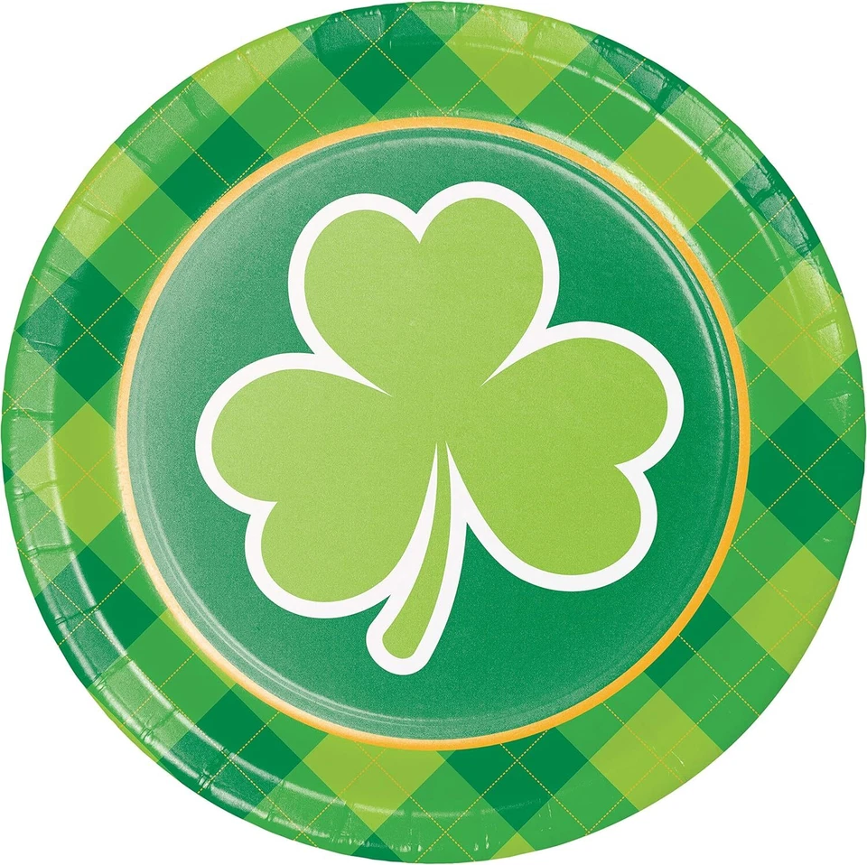 St. Patrick's Day Shamrock Irish Holiday Theme Party 7" Paper Dessert Plates - Image 1 of 1