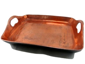 Tablett Metall Aluminium Guss Kupfer finish Deco Kerzentablett mit Griff  48 cm - Bild 1 von 4