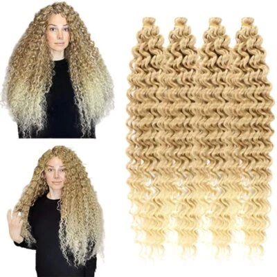 30'' 3Pcs Synthetic Fretrss Deep Wave Hair Extensions Ombre Curly Wave Hair 120G - Image 1 of 4