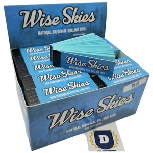 Wise Skies Blue Premium Rolling Filter Tips Roach Card Natural Vegan 1 5 10 Box - Picture 1 of 18