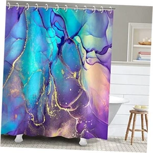 Purple Marble Shower Curtain, Blue Abstract Bathroom 72"Wx72"H A-purple - Picture 1 of 8