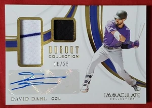 2019 Panini Immaculate Dugout Collection David Dahl 06/25 Dbl Relic Auto - Picture 1 of 2